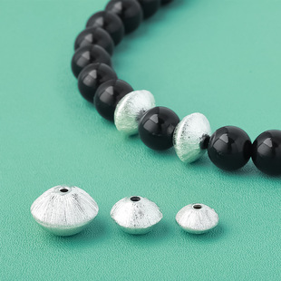 拉丝飞碟隔珠S925纯银配件扁珠水晶手链珍珠手串散珠DIY编绳饰品