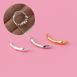 S925纯银素银半成品珍珠戒指DIY手工珍珠碎银子戒指ins风连接配件