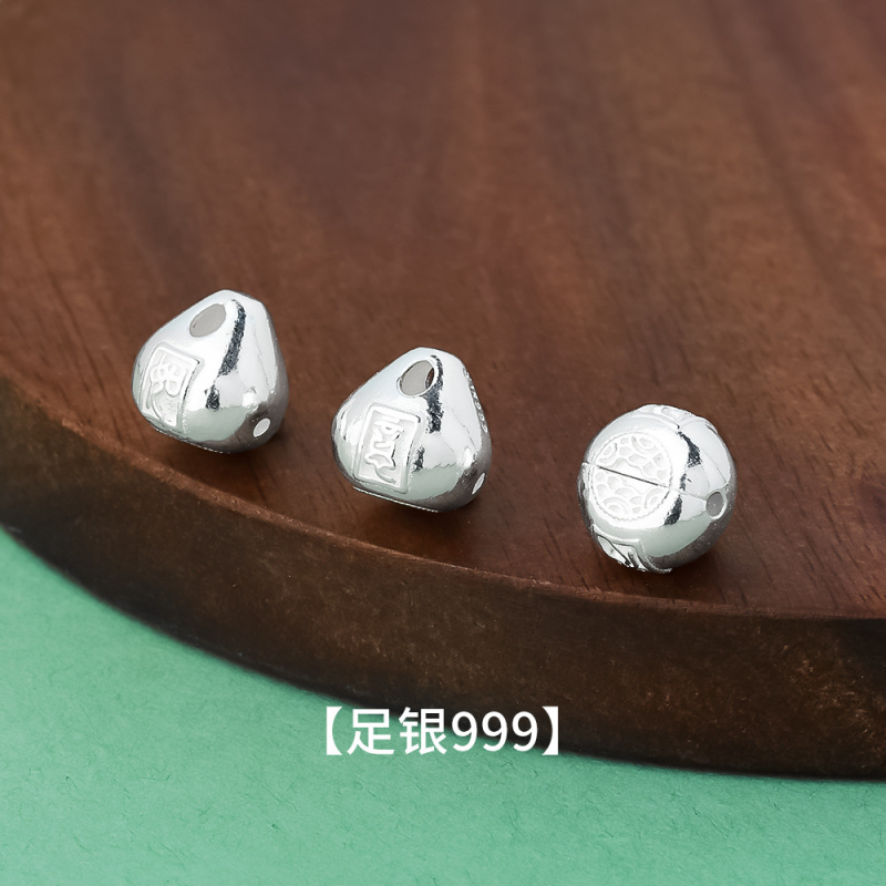 新款足银999电镀立体如意银坨坨