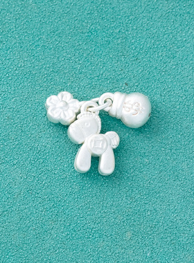 马上有钱花吊坠足银999素银3d硬银生肖马挂件diy文玩手串配件