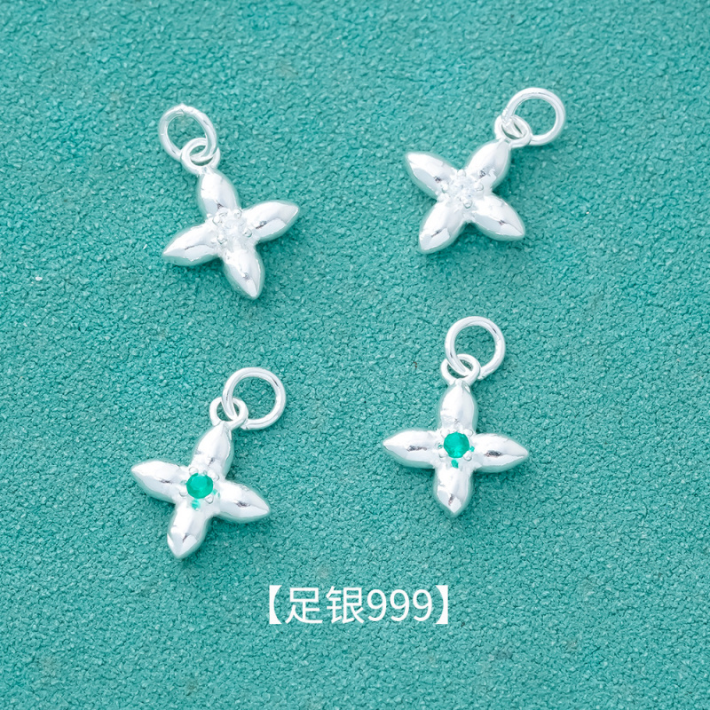 s999纯银精工电镀镶钻四叶草吊坠