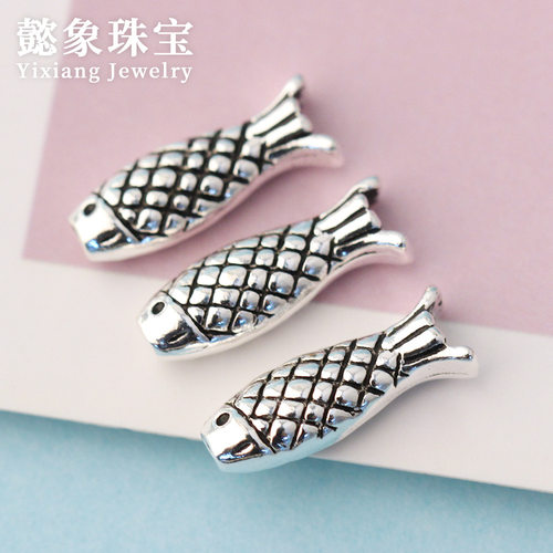 泰银复古横穿小鱼隔珠S925纯银