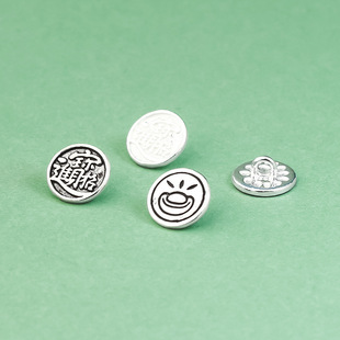 s92纯银中国风新中式 宝扣diy手绳尾扣银扣 泰银复古招财进宝纽扣元