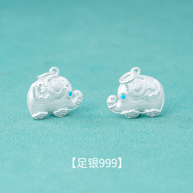 新款s999纯银电镀重工镶钻大象吊