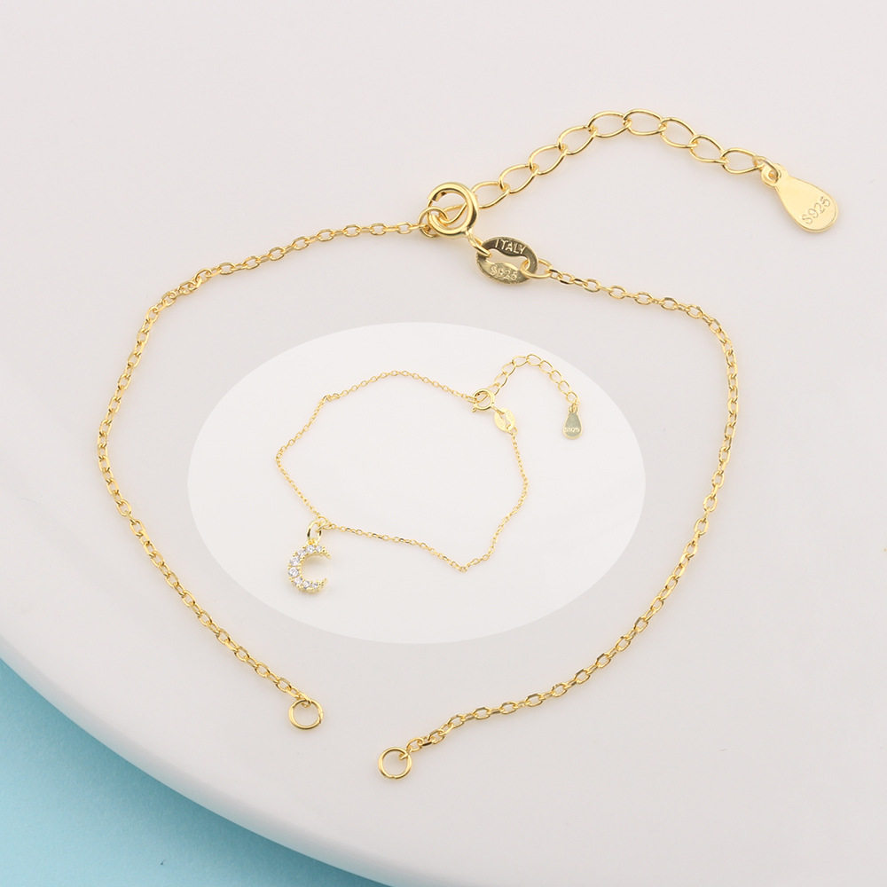 s925纯银半成品双圈十字链手链素银镀白黄金色 双圈diy吊坠银链