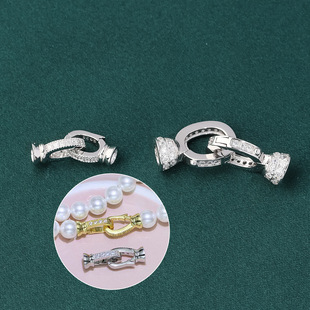 S925纯银项链连接扣头diy珍珠镀白金色手链项扣链条收尾扣配件