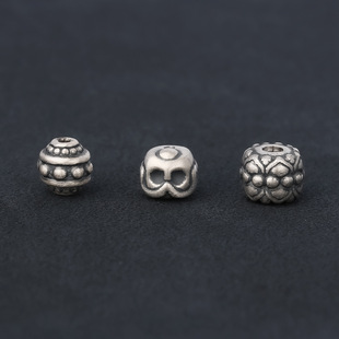 999足银隔珠手串配珠银配饰吊坠编手链diy银饰配件小串珠手工材料