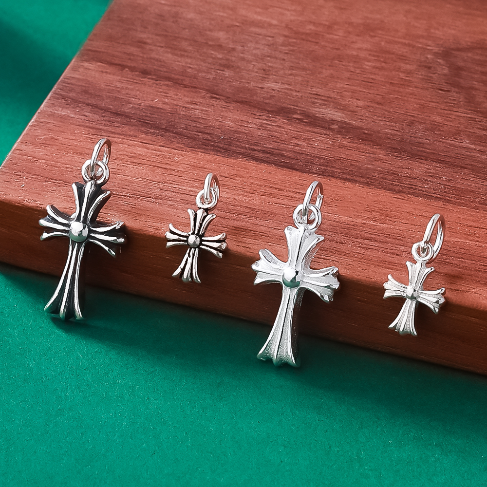 S925纯银复古泰银十字架吊坠 个性时尚欧美链坠男女款潮饰项坠