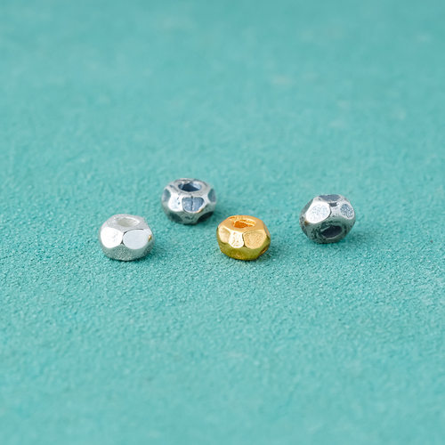 S925纯银切面隔片5mm黄金色碎银子DIY手工串珠编绳手链手绳配件