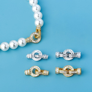 s925纯银扣子配件 单排圆形珍珠扣头 手链项链连接扣 手工DIY材料