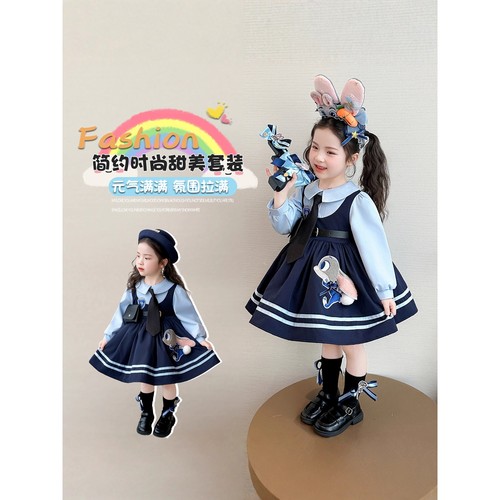 女童兔子警官cos衣服春秋款公主裙子动物城儿童服装生日连衣裙潮