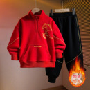 2025男孩红色马年年服两件套潮 加绒卫衣套装 加工定制童装 男童冬季
