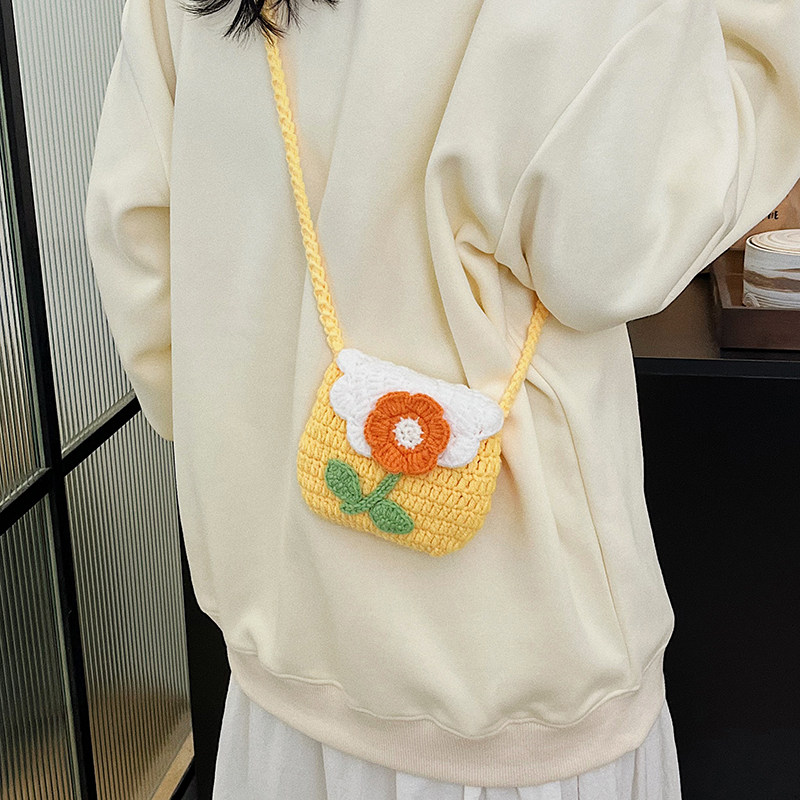 网红新款手工编织小花毛线成品儿童礼物迷你单肩斜挎口红小包包潮,箱包皮具/热销女包/男包,通用款女包,淘宝优惠券,粉丝福利购,淘宝优惠卷