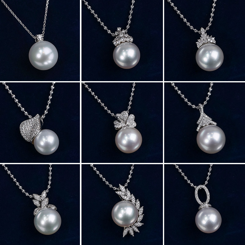 简约百搭 澳白吊坠合集  海水珍珠项链18k金钻石