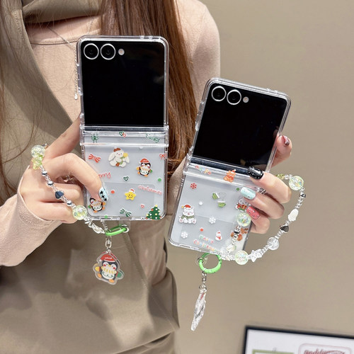 圣诞西高地适用三星zflip7/6/5手机壳新款圣诞企鹅小米mixflip2/1折叠屏外壳荣耀vflip超薄全包防摔保护套女