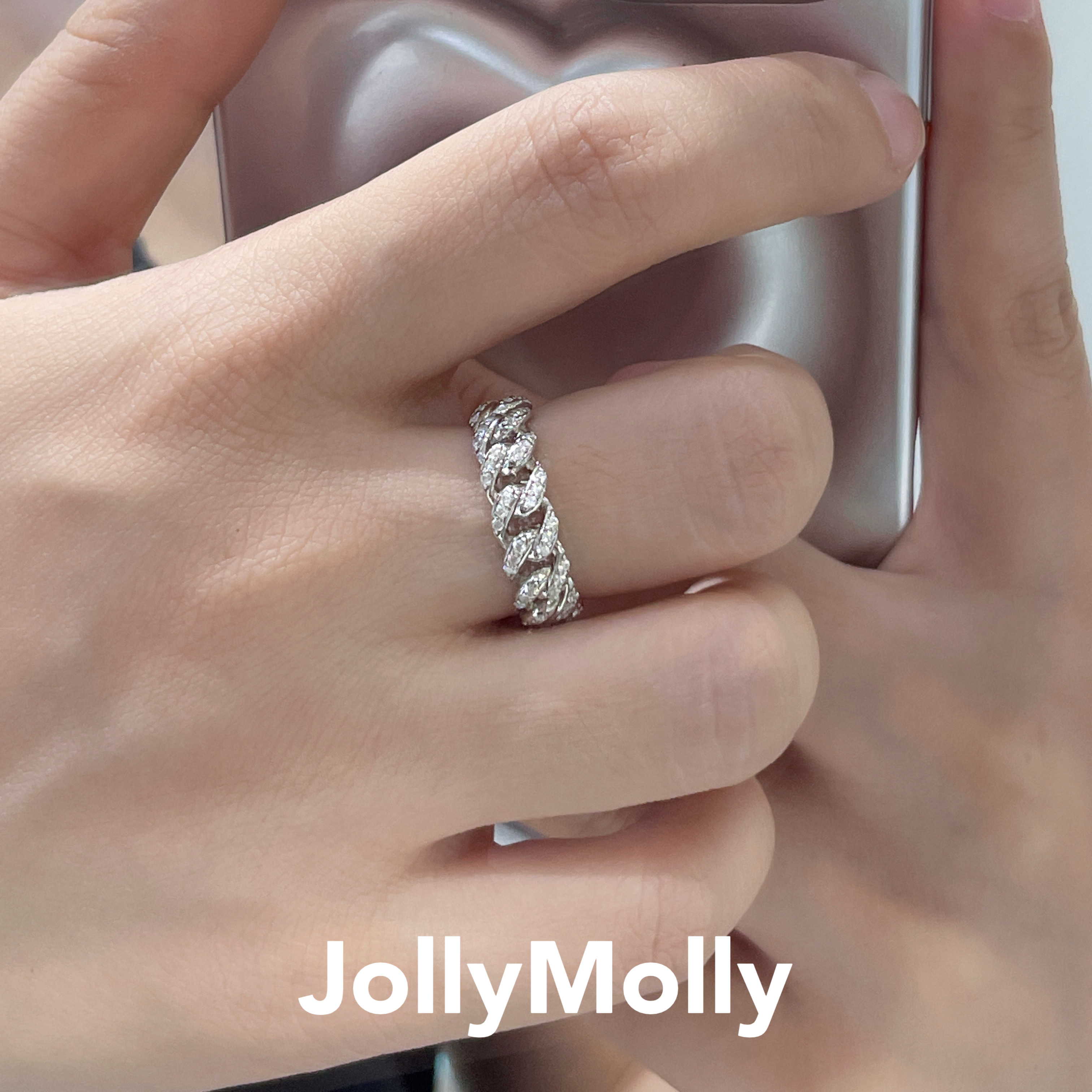 【王鼎同款】情侣戒指一对JollyMolly小众设计纯银轻奢链条戒指
