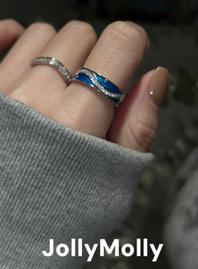 JollyMolly小众设计师925银轻奢生日礼物网红重工蓝鲸戒
