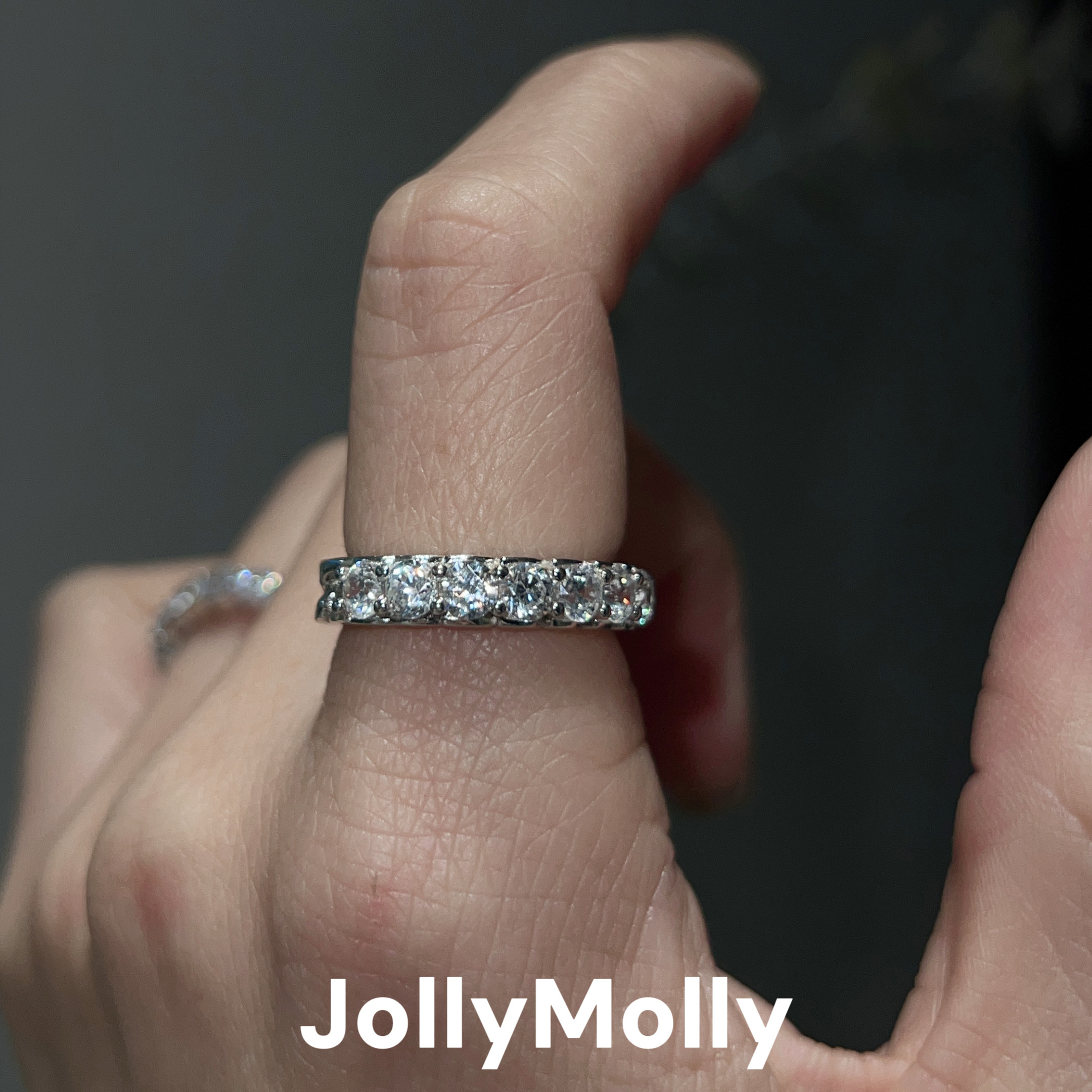 JollyMollu925银原创戒指闺蜜礼物轻奢百搭重工满钻圆钻链条戒指,饰品/流行首饰/时尚饰品新,戒指/指环,淘宝优惠券,粉丝福利购,淘宝优惠卷