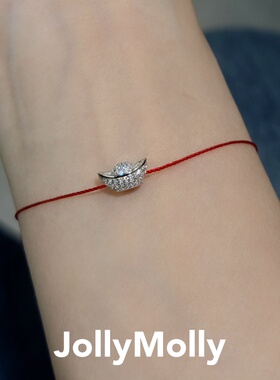 JollyMolly925银原创手链闺蜜礼物轻奢百搭重工红绳元宝手绳