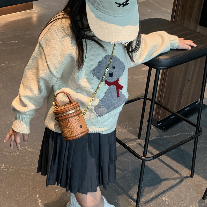 女童水桶卡通小熊手提包儿童斜挎包男孩宝宝配饰包洋气女孩单肩包