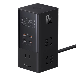 倍思65W智能数显充电器插座桌面充电站排插多口USB快充插线板适用苹果手机充电头typec闪充笔记本插头办公用