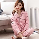 睡衣女春秋季 薄款 开衫 草莓长袖 纽扣夏天月子家居服 套装 加肥加大码
