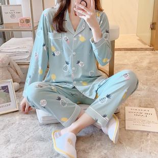 薄款 中年人睡衣女夏棉长袖 妈妈睡衣老人套装 加大码 家居服春秋季