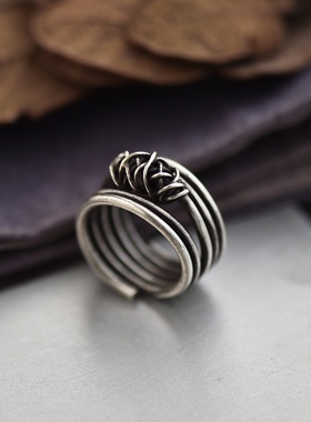 泰国清迈手工缠丝纯银戒指