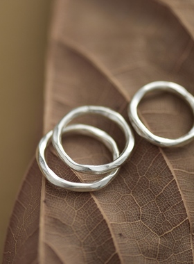 泰国清迈纯手工不规则锤纹闭口s990纯银可调节食指戒指【弥藏】