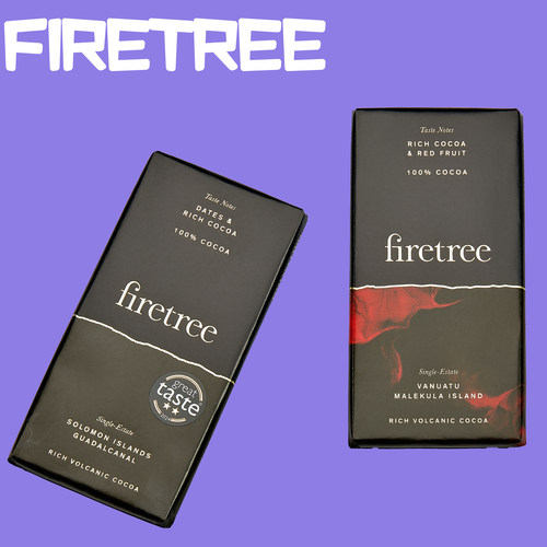 英国进口FireTree火树100%高端无糖黑巧克力所罗门岛零食排块健身