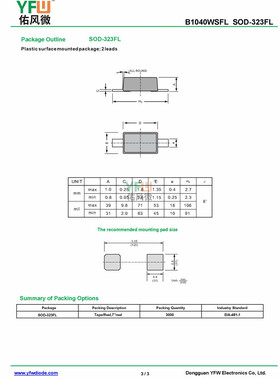 肖特基二极管B1040WSFL SOD-323FL封装印字SZ /品牌