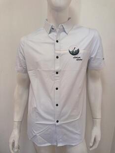 高货路家男士夏季短袖针织衬衫迪柯款白色大气LOGO绣花