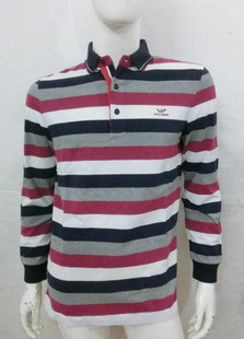 金鲨春季新款 保罗鲨鱼 古老印绣花纯棉长袖T恤 商务休闲款多色