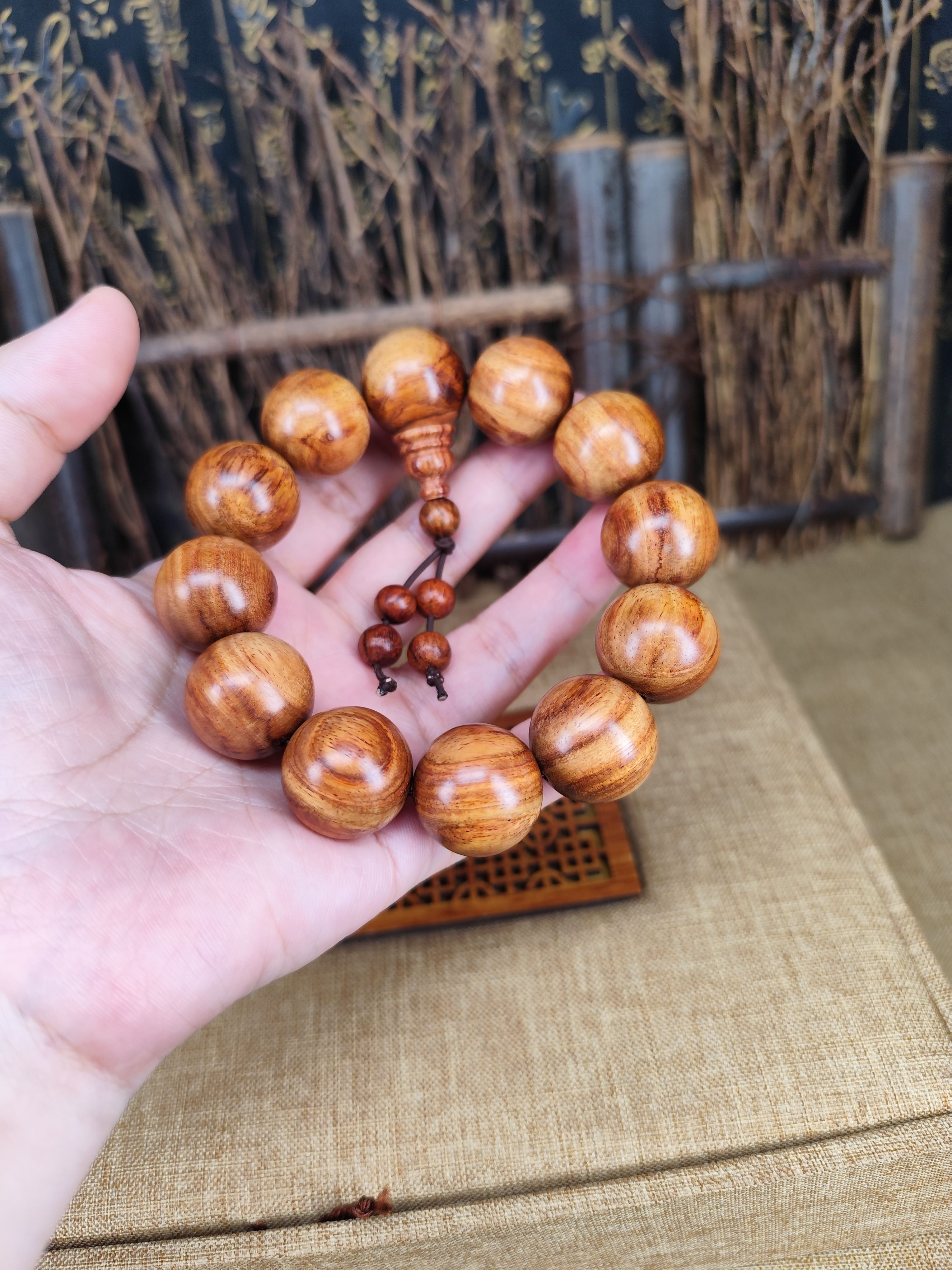 正宗海南黄花梨佛珠手链手串2.0男士款特价一物一拍黄金底顺纹