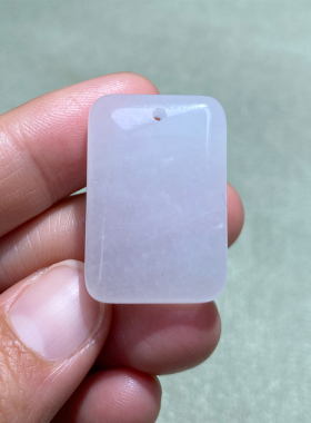 天然冰种白金丝玉小方牌吊坠
