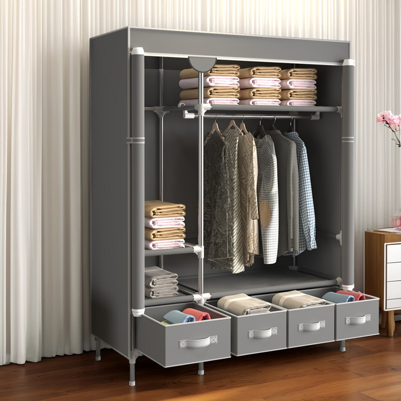 衣柜简易组装家用卧室宿舍布衣柜带抽屉钢管结实耐用出租房挂衣橱,住宅家具,淘宝优惠券,粉丝福利购,淘宝优惠卷