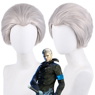 漂流假发 cos假发 东京喰种 枭 鬼泣3  银色背头美人尖 维吉尔