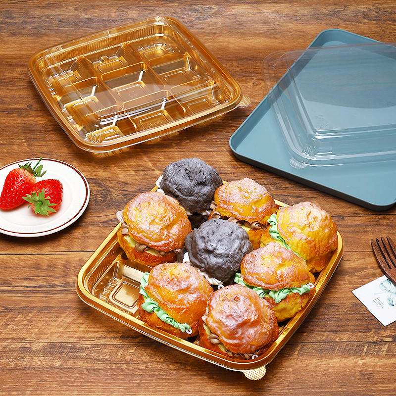 9粒正方形甜品盒糕点九宫格巧克力蛋黄酥泡芙雪媚娘大麻薯包装盒