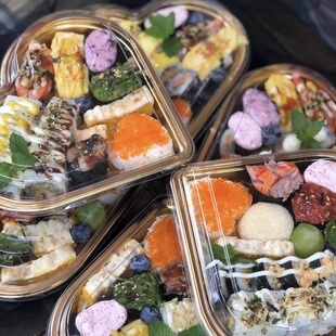 高档一次性心形寿司打包盒肉松刺身日料拼盘三文鱼饭团精品包装盒