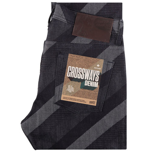 春夏新货交叉条纹牛仔裤