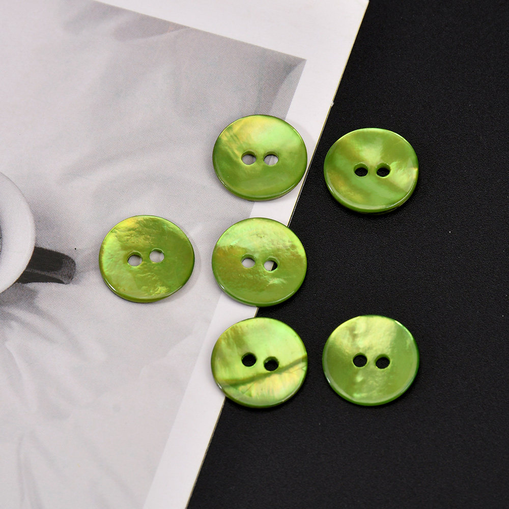 高档进口马氏贝纽扣纯贝壳两眼扣子天然真贝壳纽扣青绿色衬衫毛衣