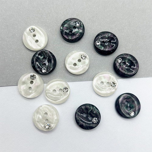 11mm13mm两眼仿贝炫彩鱼眼钻扣A钻树脂扣衬衫开衫毛衣纽扣