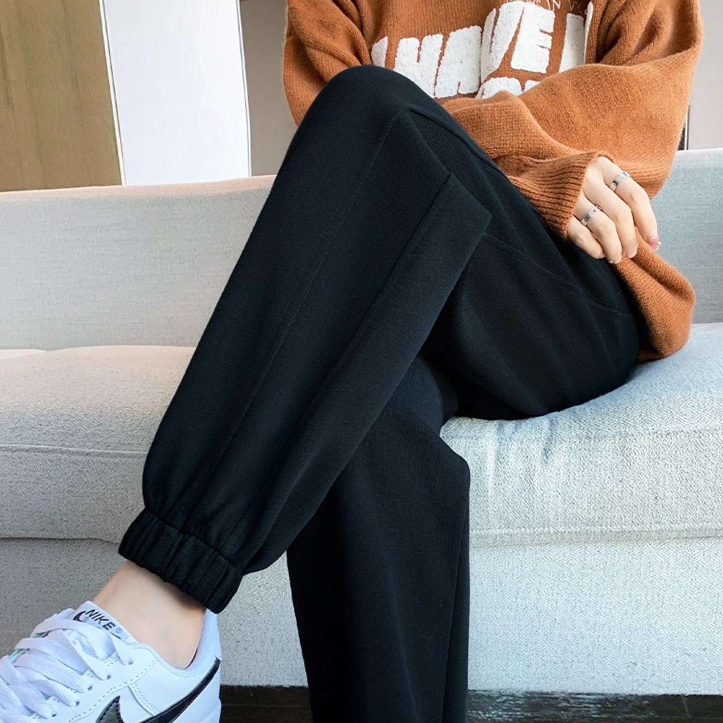 加厚加绒裤子卫裤女秋冬季保暖