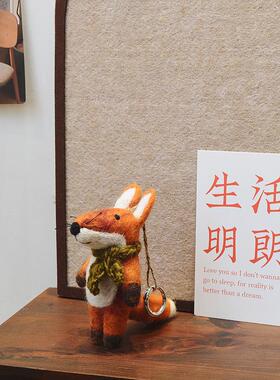 小众潮品尼泊尔进口羊毛毡狐狸挂件大号情侣包挂卡通可爱女成品