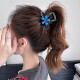 韩系蓝红撞色花朵抓夹女高级感2025夏季 优雅后脑勺鲨鱼夹盘发 新款