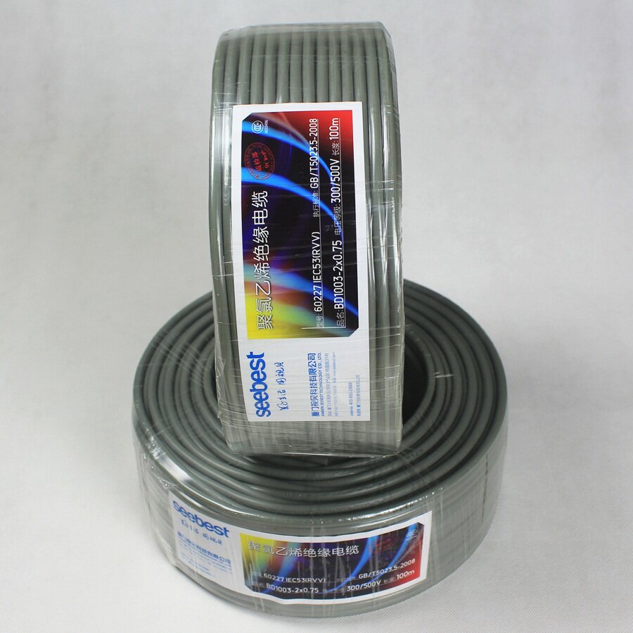 视贝电源线插座接拖线板电线2芯3芯两芯软护套线纯铜1平方rvv0.75