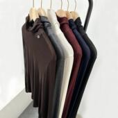 丝光羊绒打底衫 T恤薄款 篙级感自发热自由堆堆领内搭叠穿修身 长袖