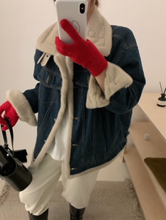 倒闭价！不支持退换货皮扣立领牛仔外套女加绒加厚棉衣夹克衫秋冬