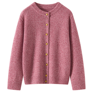 古着外套新年战袍 25%桑蚕丝系扣开衫 小金豆花纱新款 75%山羊绒