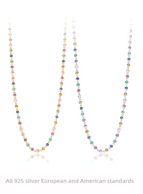 跨境电商新款s925纯银时尚创意多巴胺彩色款锁骨链潮流高级感项链